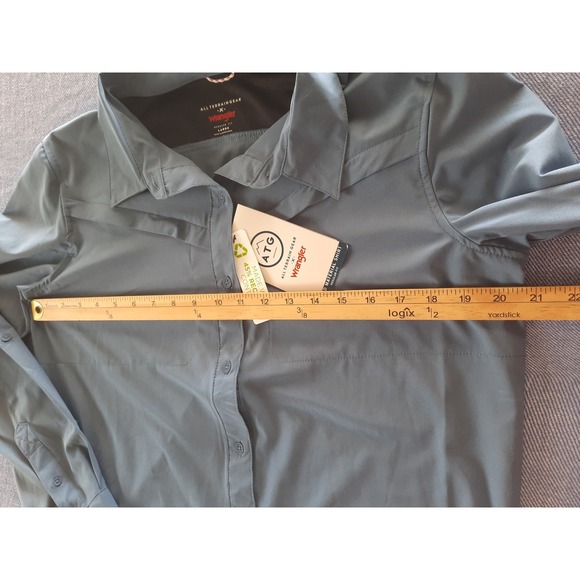 Wrangler Men ATG Mixed Material Vent Shirt StormCloud UV Protection Large NWT - Picture 7 of 9